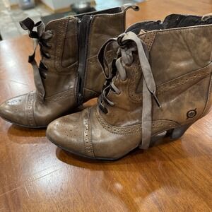 Born Lace-Up Brown Heeled Boots